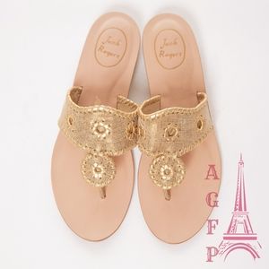 Jack Rogers Demi wedge Capri Gold Platinum sandals